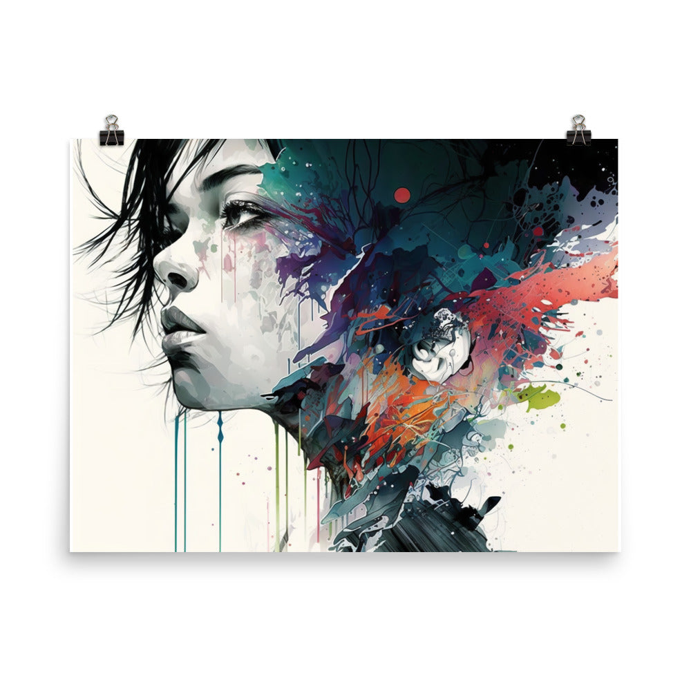 Contemplating girl in contemporary ornamental style photo paper poster - Posterfy.AI