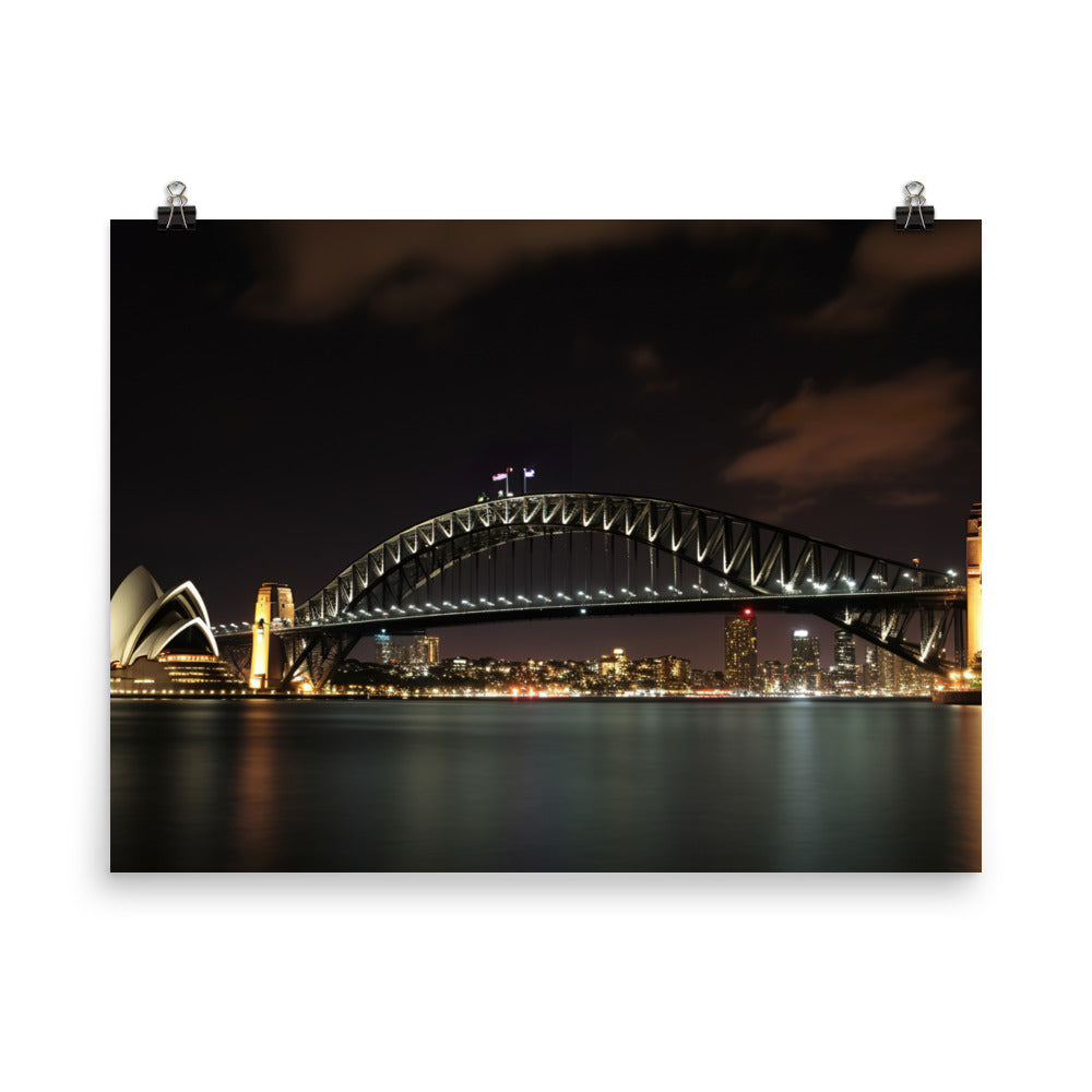 Sydney Harbour at Night photo paper poster - Posterfy.AI