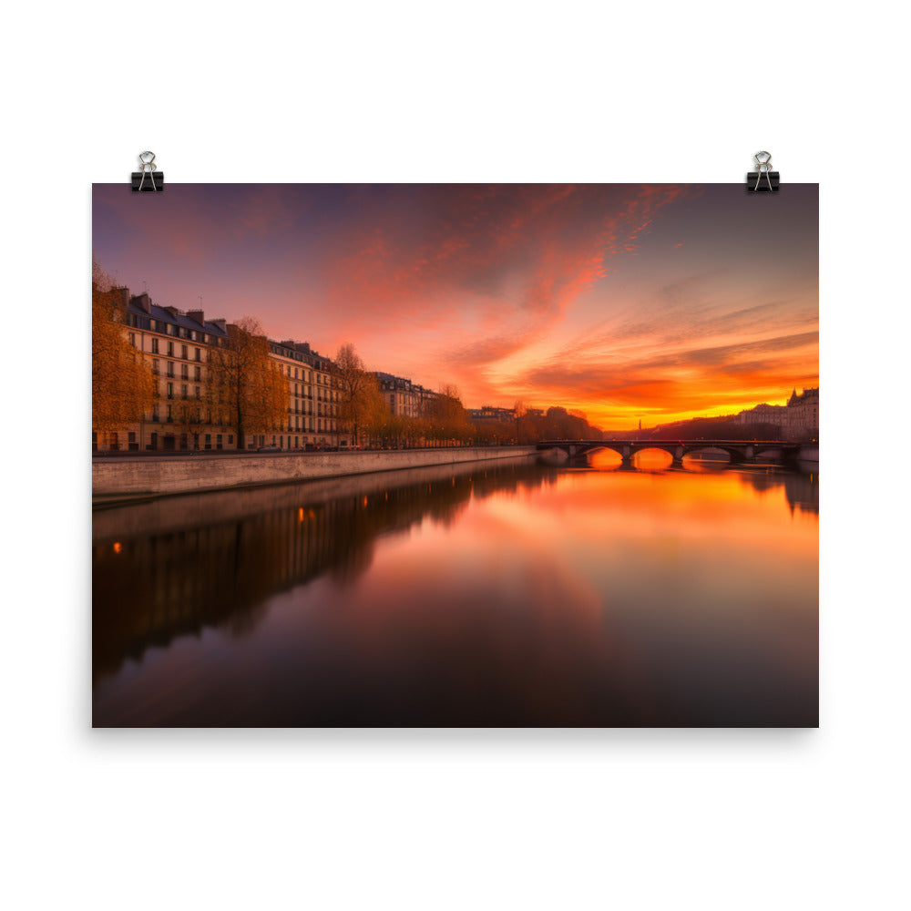 Seine River Sunset photo paper poster - Posterfy.AI