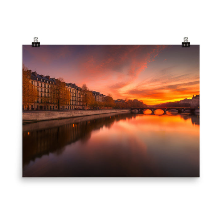 Seine River Sunset photo paper poster - Posterfy.AI