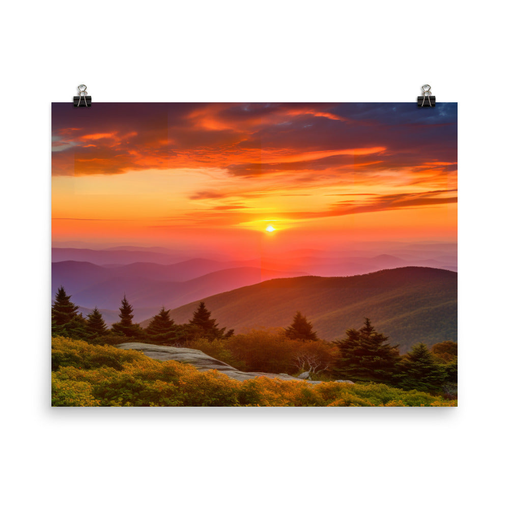 Sunset Over the Mountains photo paper poster - Posterfy.AI