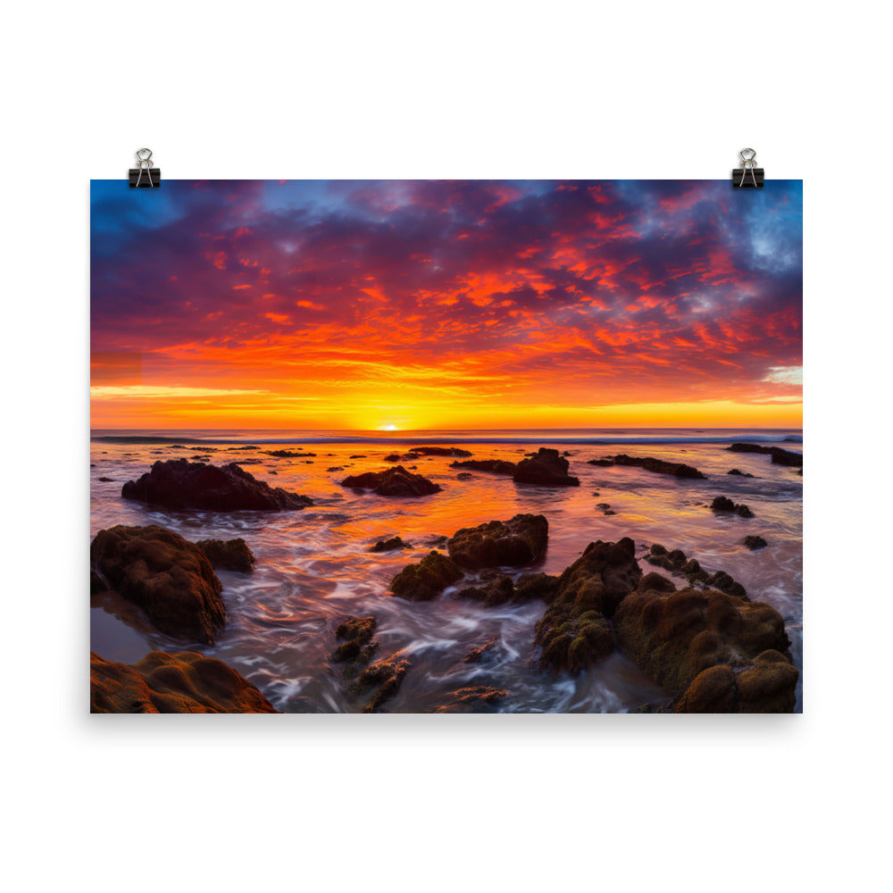 Stunning Pacific Ocean Sunset photo paper poster - Posterfy.AI
