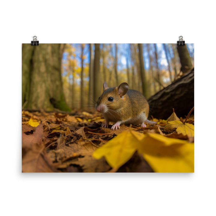 Yellow necked Mouse gathering food photo paper poster - Posterfy.AI