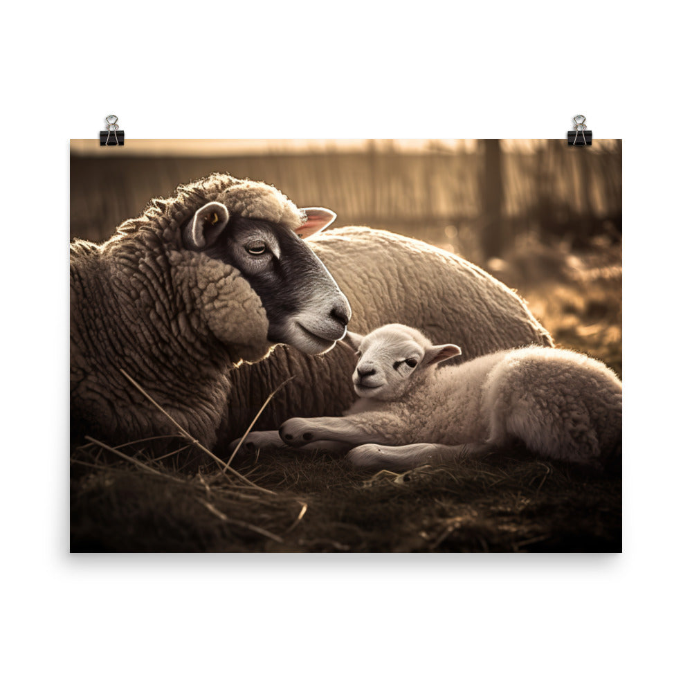 Lincoln Sheep Family Bonding Time photo paper poster - Posterfy.AI