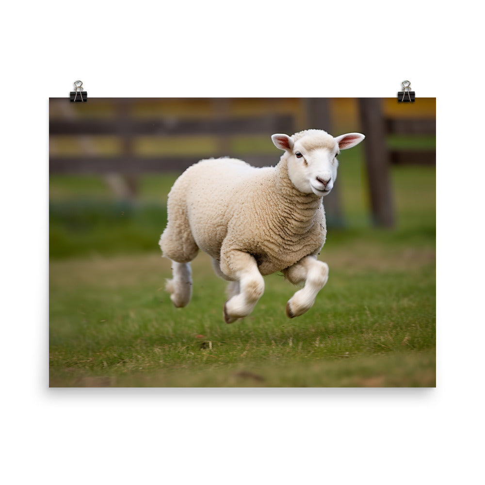 A Playful Lincoln Sheep photo paper poster - Posterfy.AI