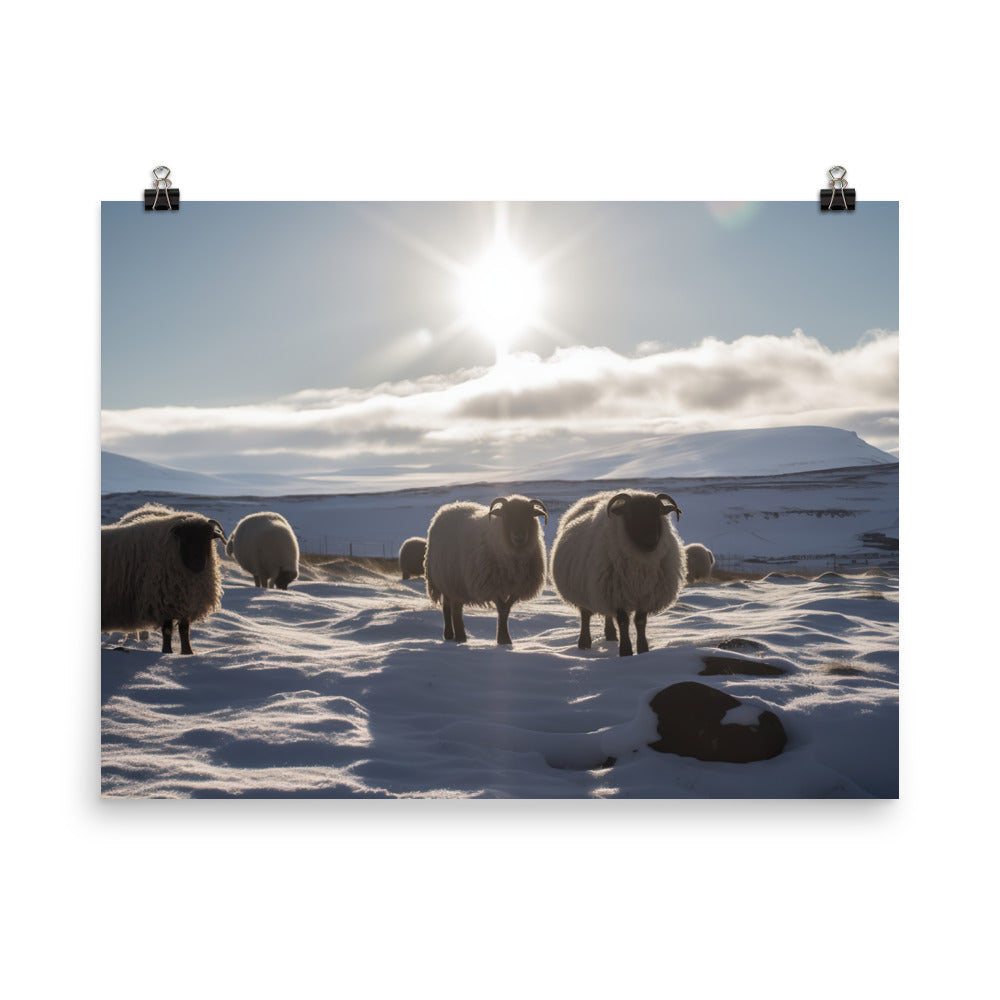 Icelandic Sheep enjoying the warm sun photo paper poster - Posterfy.AI