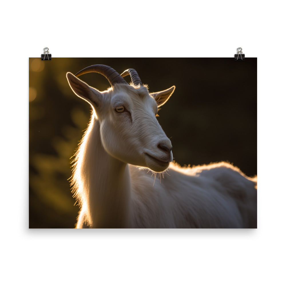 Saanen Goat Gazing in Golden Hour photo paper poster - Posterfy.AI
