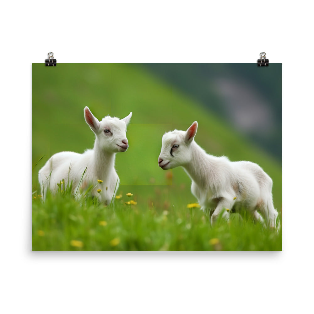 Adorable Saanen Goat Kids photo paper poster - Posterfy.AI