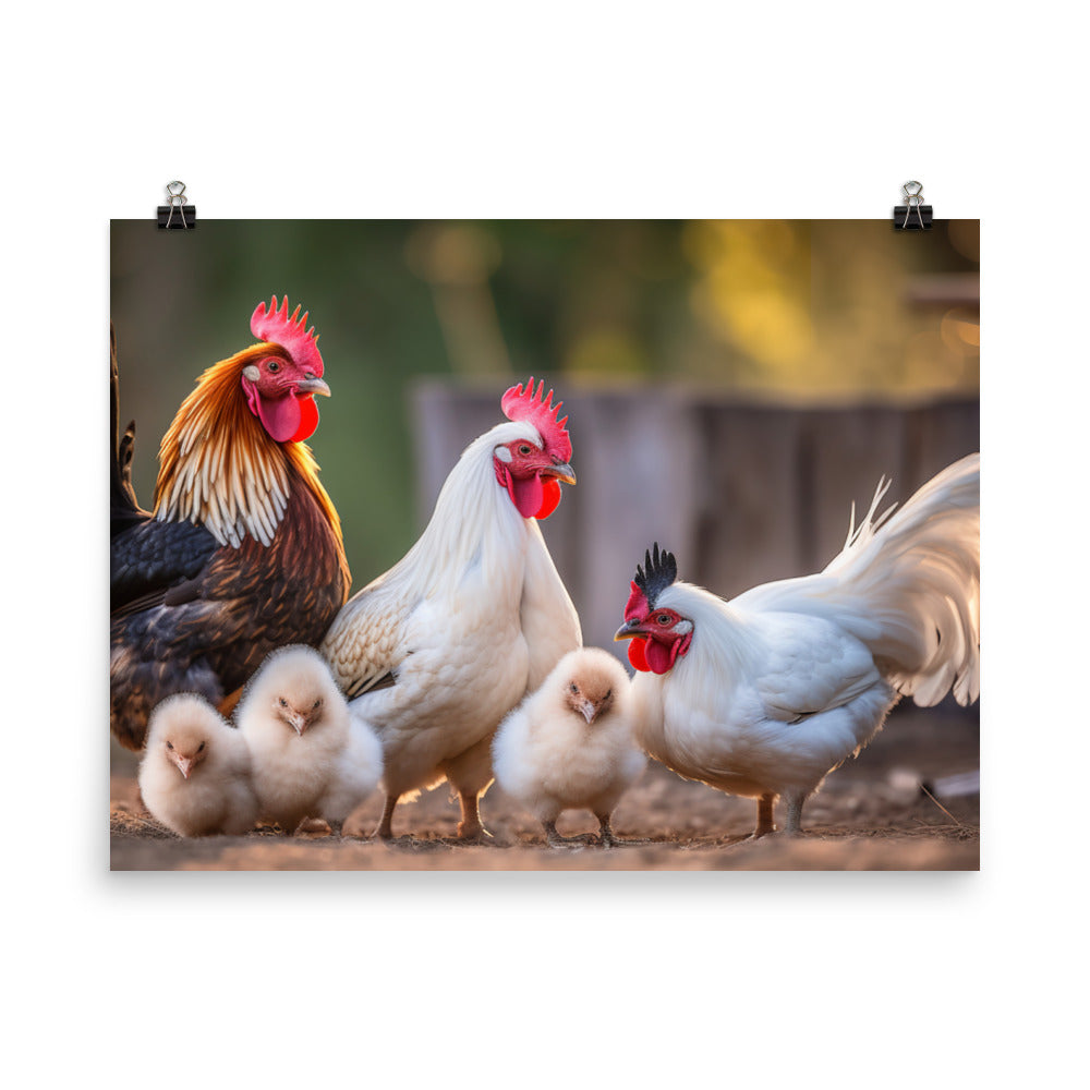 Leghorn Chicken Family Portraits photo paper poster - Posterfy.AI