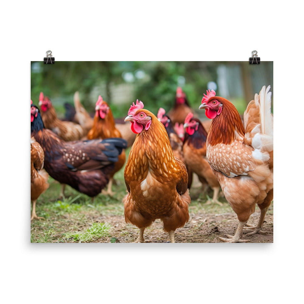 Cute Rhode Island Red Chicken photo paper poster - Posterfy.AI