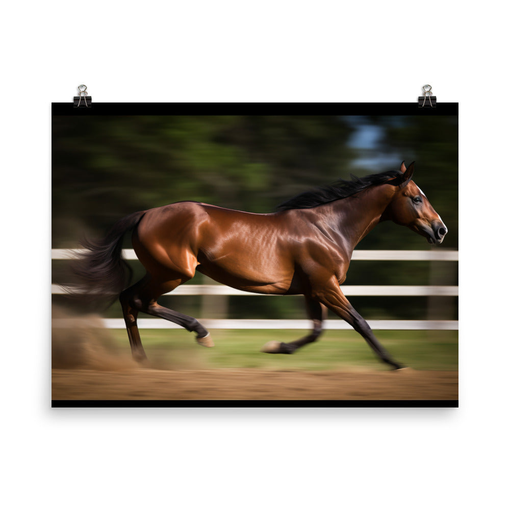 Thoroughbred horse in motion photo paper poster - Posterfy.AI