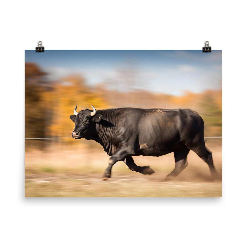 Angus bull in motion photo paper poster - Posterfy.AI