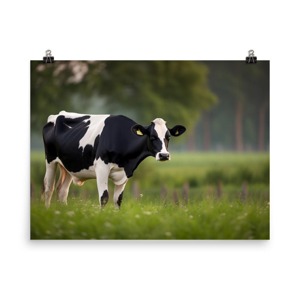 Majestic Holstein Cow in Pasture photo paper poster - Posterfy.AI