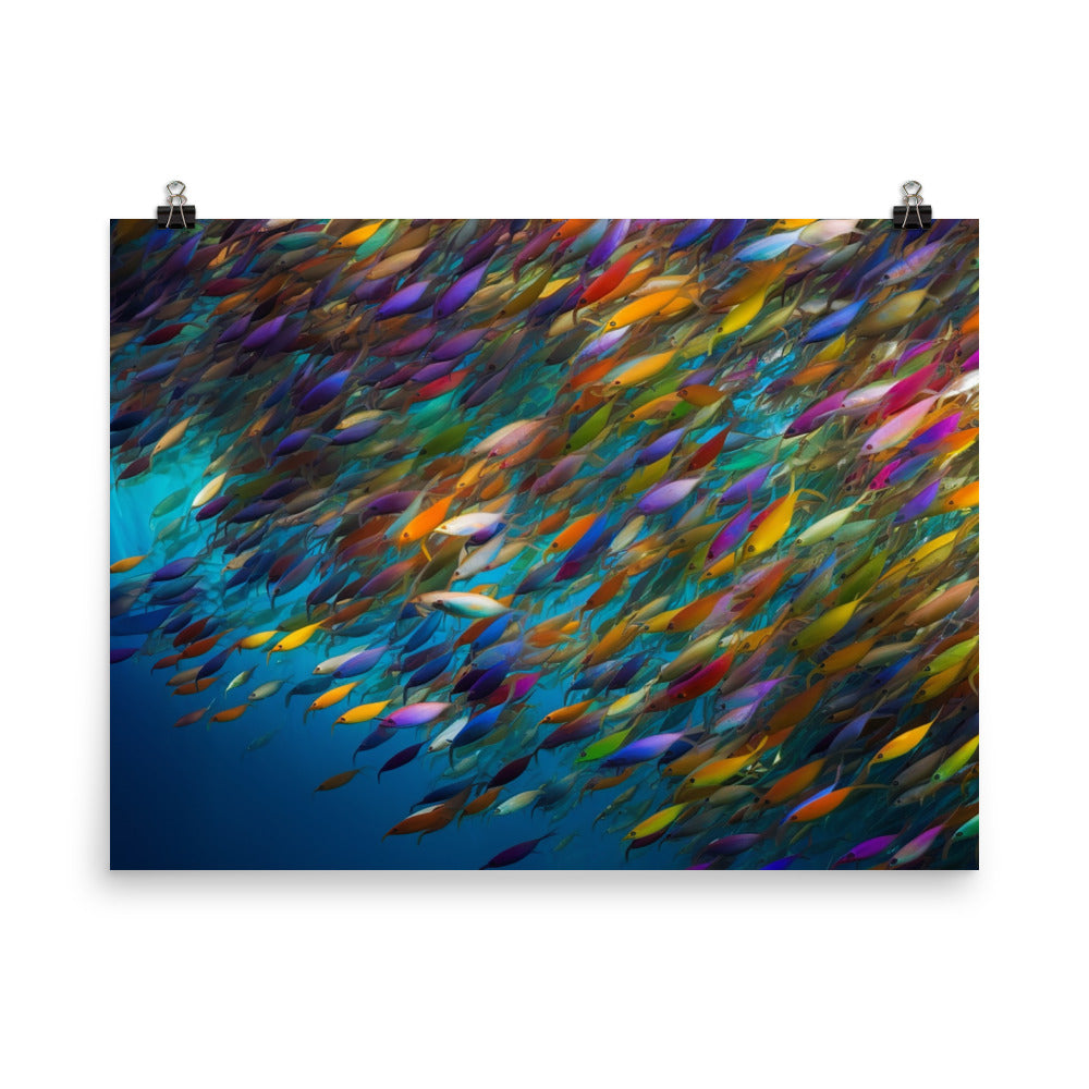 Rainbow Fish Schooling photo paper poster - Posterfy.AI