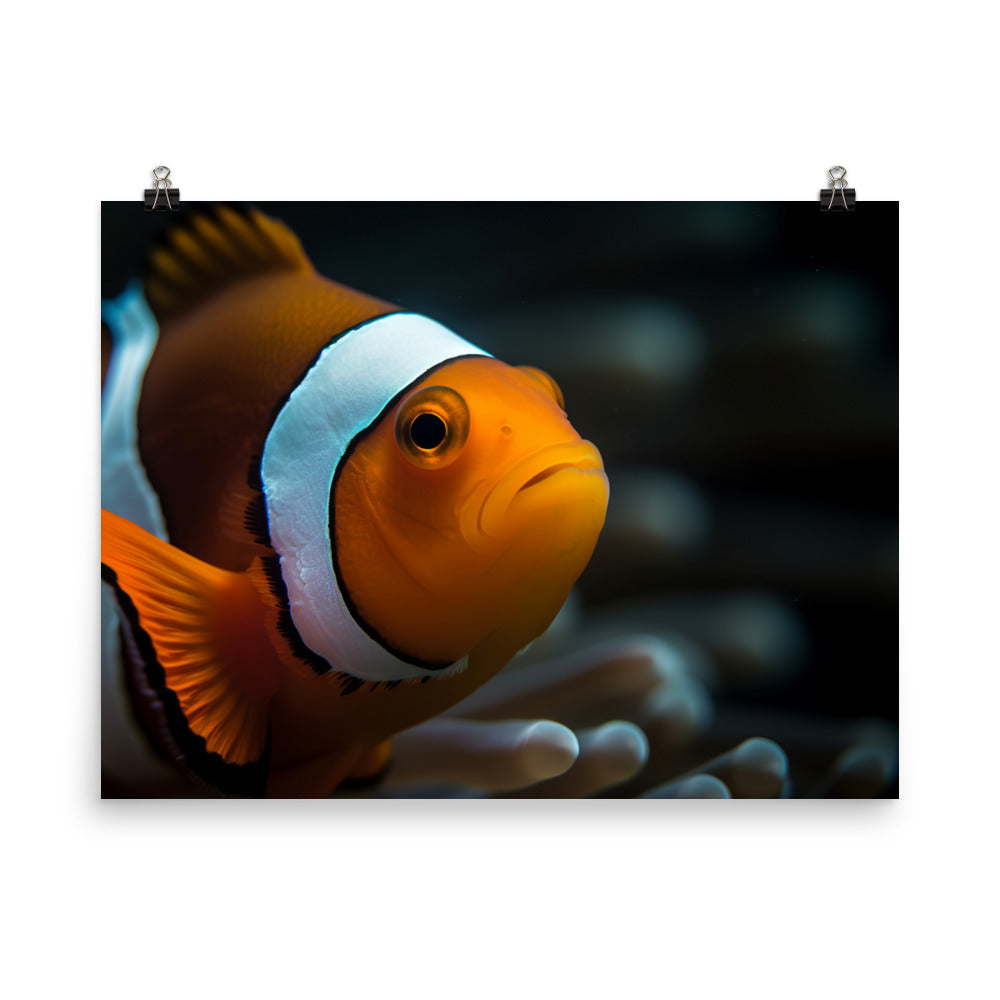 Mesmerizing Clownfish in Close Photo paper poster - Posterfy.AI