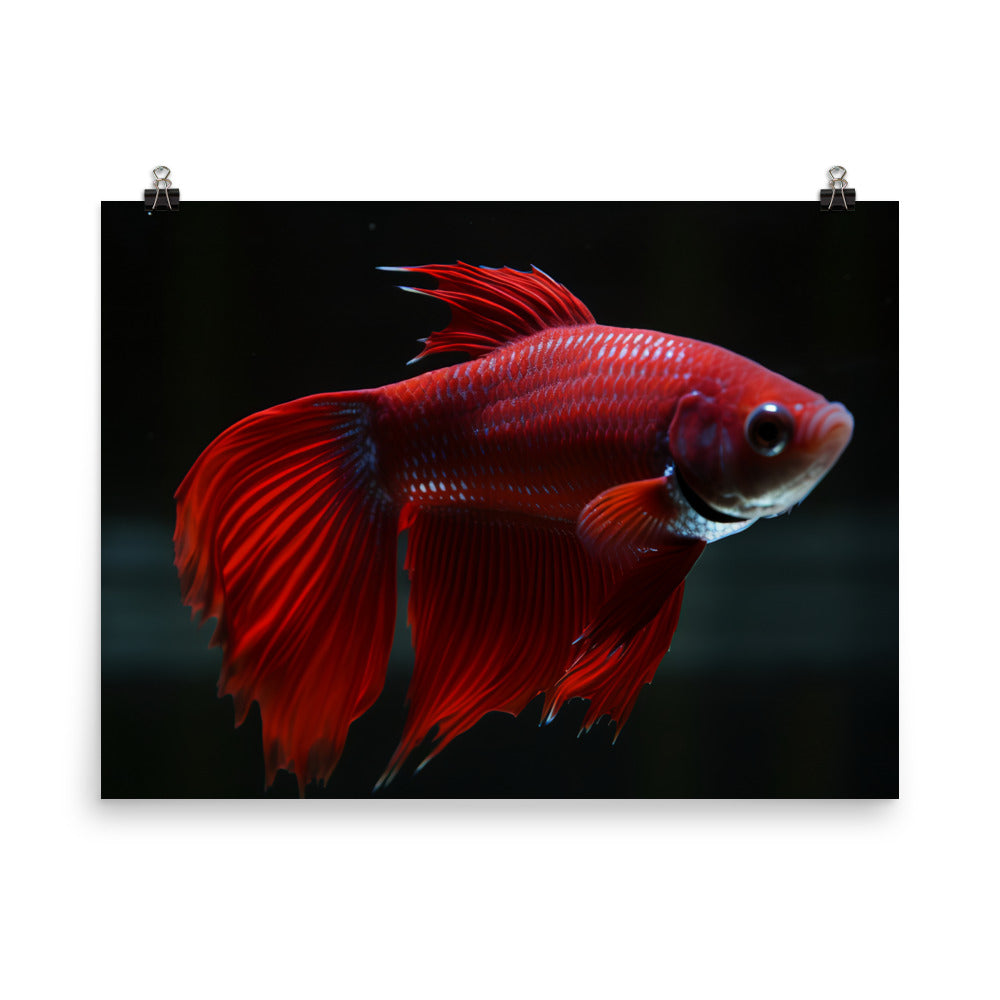 Elegant Red Betta Fish Photo paper poster - Posterfy.AI