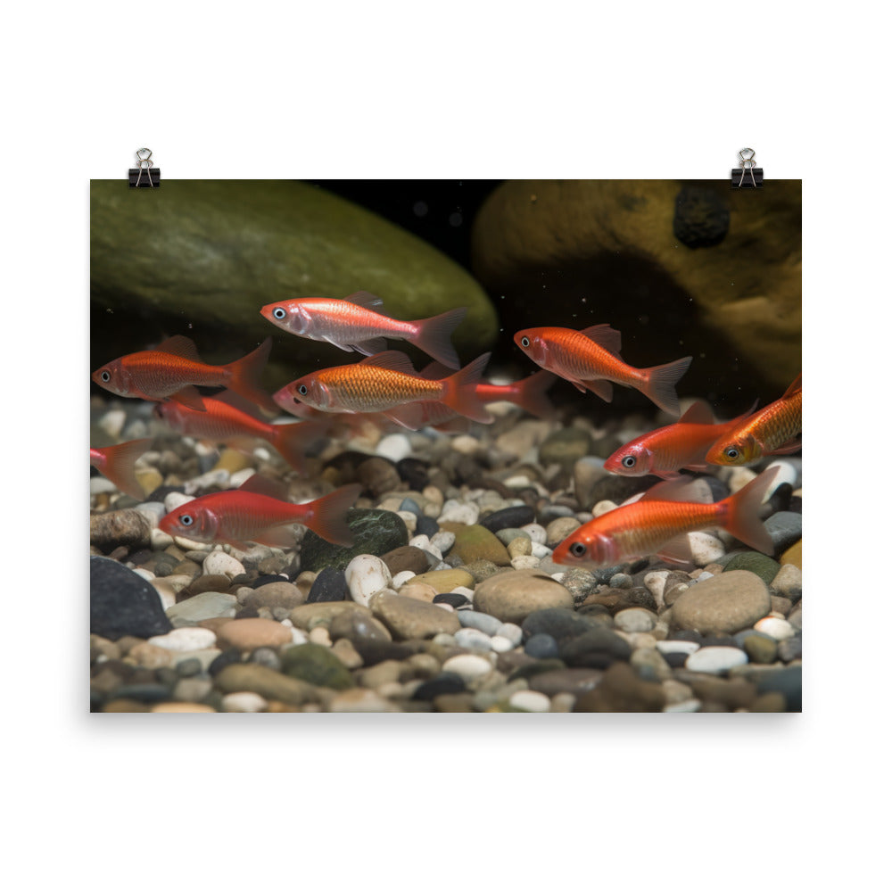 School of Cherry Barb Fish in Natural Habitat Photo paper poster - Posterfy.AI