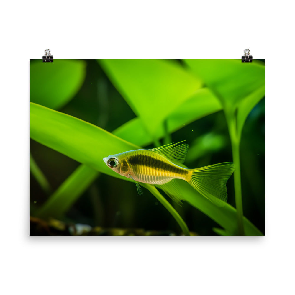Mesmerizing Swordtail Fish Amongst Aquatic Foliage Photo paper poster - Posterfy.AI