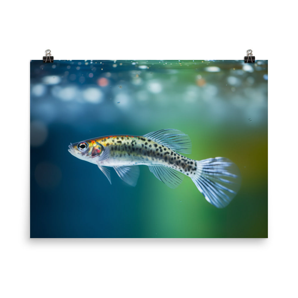 Graceful Female Guppy Gliding in Water Photo paper poster - Posterfy.AI