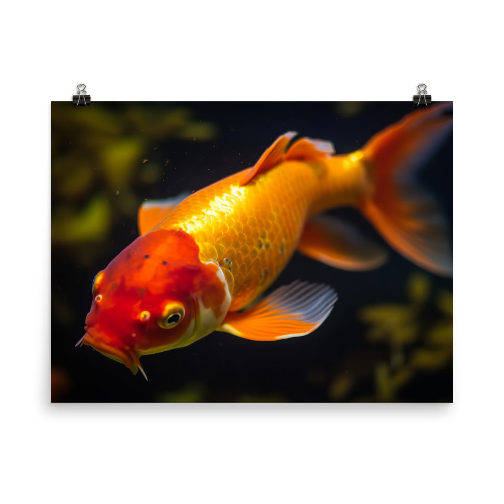 Vibrant Orange Koi in Colorful Aquarium Photo paper poster - Posterfy.AI