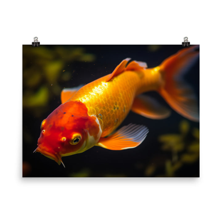 Vibrant Orange Koi in Colorful Aquarium Photo paper poster - Posterfy.AI