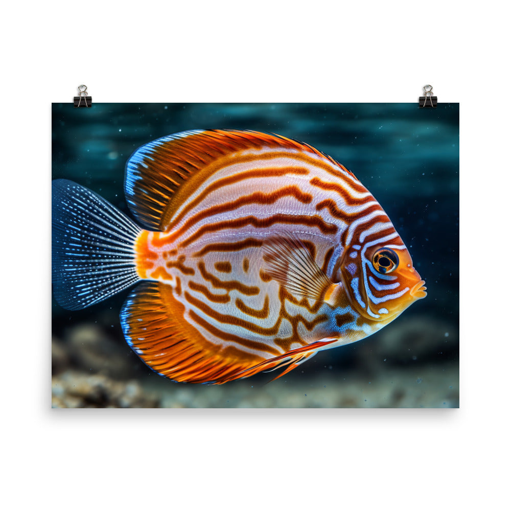 Majestic Discus Fish in Crystal Clear Waters Photo paper poster - Posterfy.AI