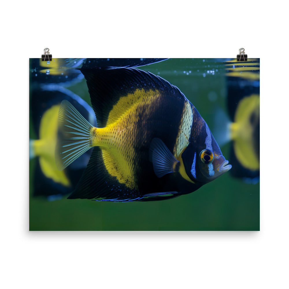 Graceful Angelfish with its Reflection Photo paper poster - Posterfy.AI