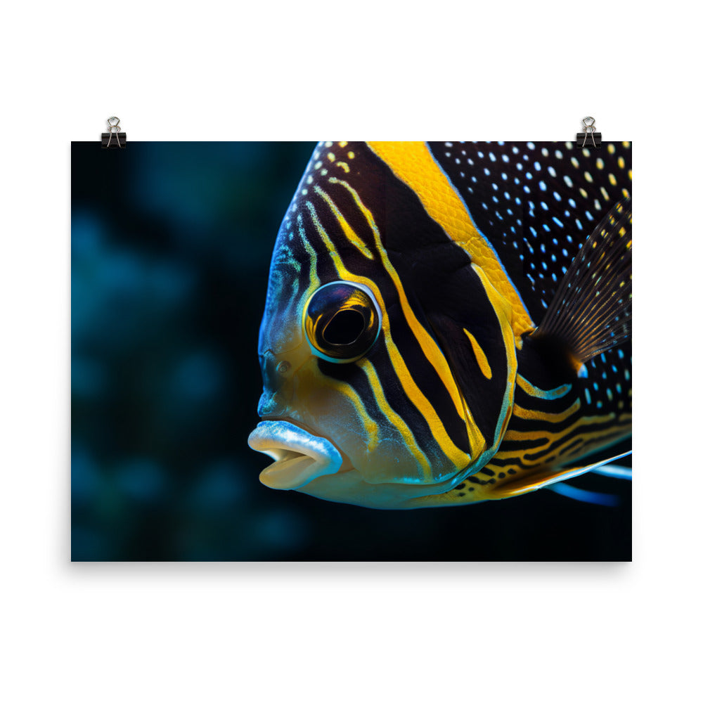 A Close-Up of a Striking Angelfish Photo paper poster - Posterfy.AI