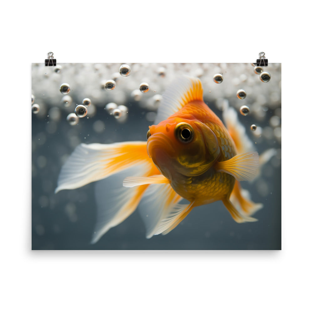 Gorgeous Goldfish in a Glass Tank Photo paper poster - Posterfy.AI