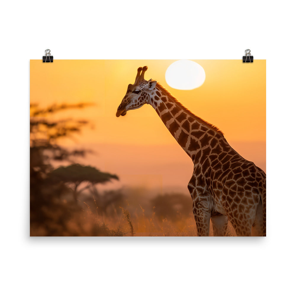 Graceful Giraffe at Sunset Photo paper poster - Posterfy.AI