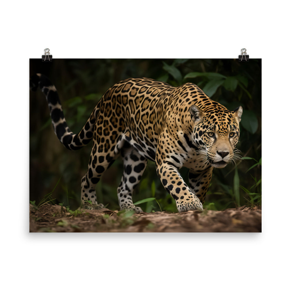 Majestic Jaguar Strolling Through the Jungle Photo paper poster - Posterfy.AI