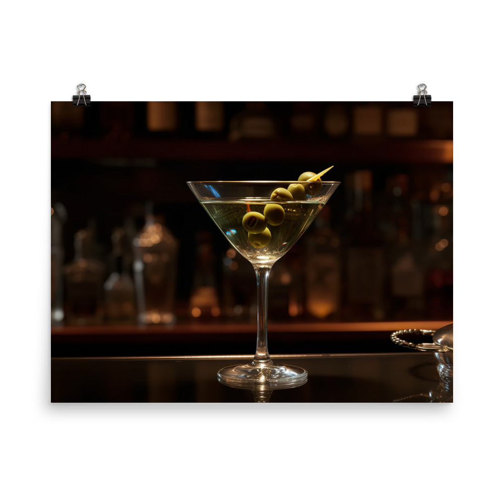 A Gin Martini with Olives photo paper poster - Posterfy.AI