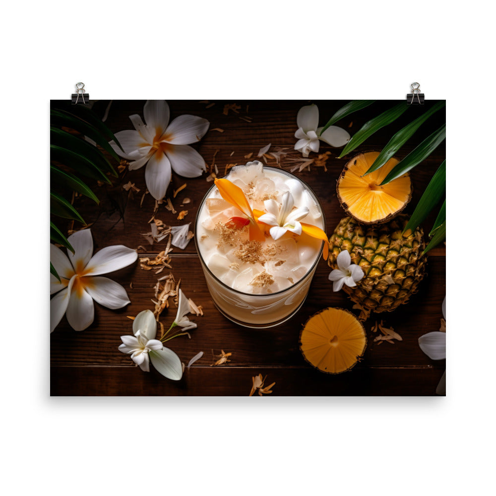 Rum Cocktail with Pineapple and Coconut photo paper poster - Posterfy.AI