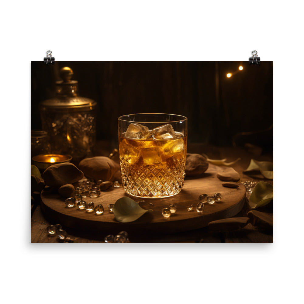 Golden Rum on the Rocks photo paper poster - Posterfy.AI