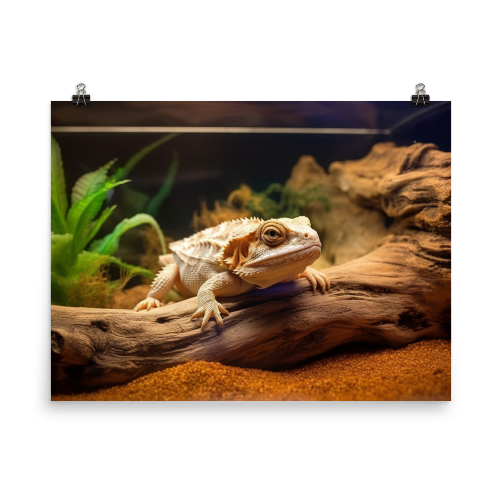 Bearded Dragon in a Terrarium photo paper poster - Posterfy.AI