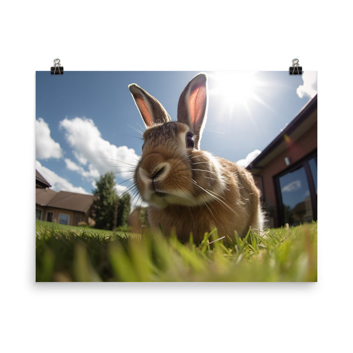 Flemish Giant Rabbit Outdoors photo paper poster - Posterfy.AI