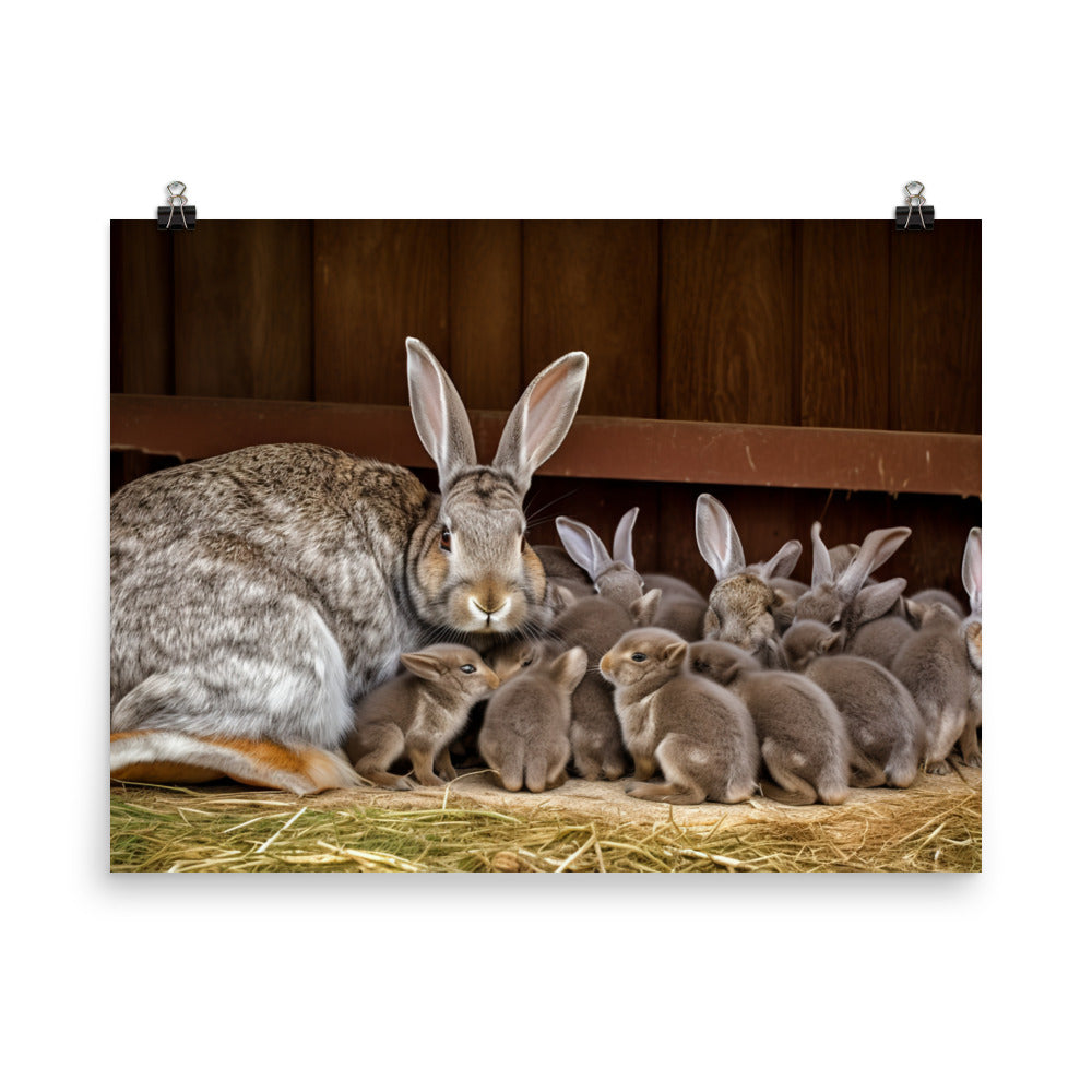 Flemish Giant Rabbit Family Time photo paper poster - Posterfy.AI