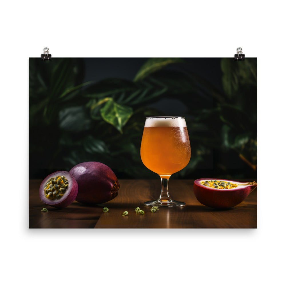 A Mouthwatering Passionfruit Sour Beer photo paper poster - Posterfy.AI