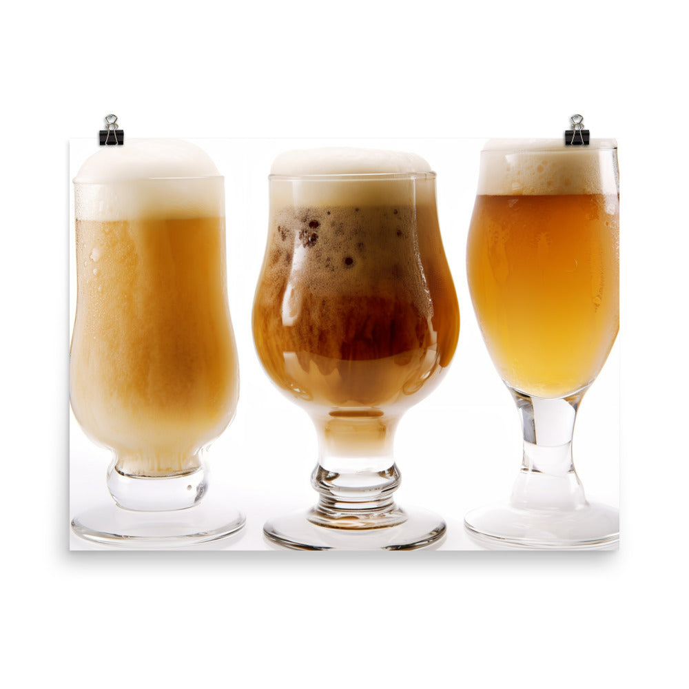 Ice Cold Belgian Style Beers in a Frosted Glass photo paper poster - Posterfy.AI