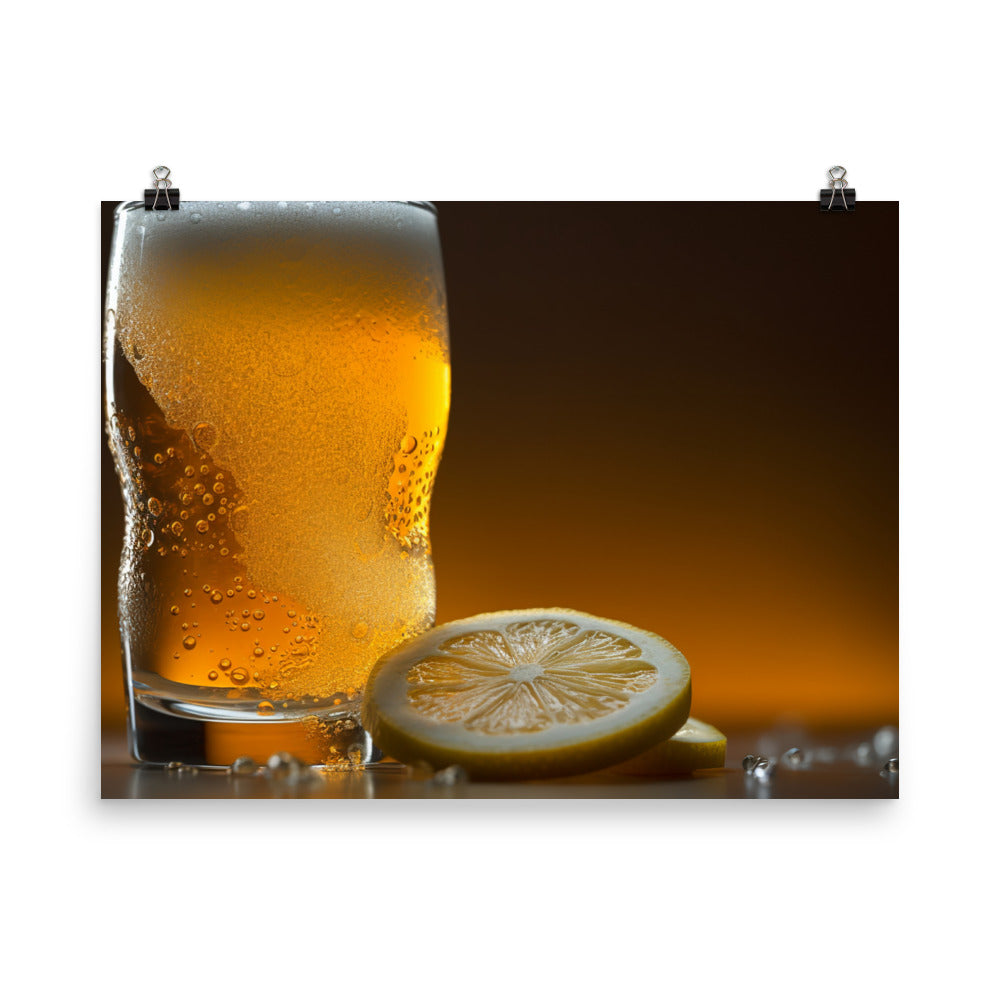 Icy Cold Wheat Beer with Citrus photo paper poster - Posterfy.AI