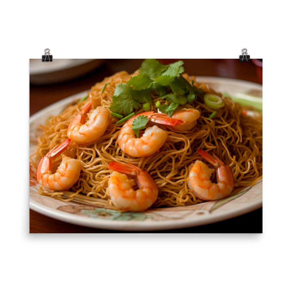 Shrimp Chow Mein 鮮蝦炒麵 photo paper poster - Posterfy.AI