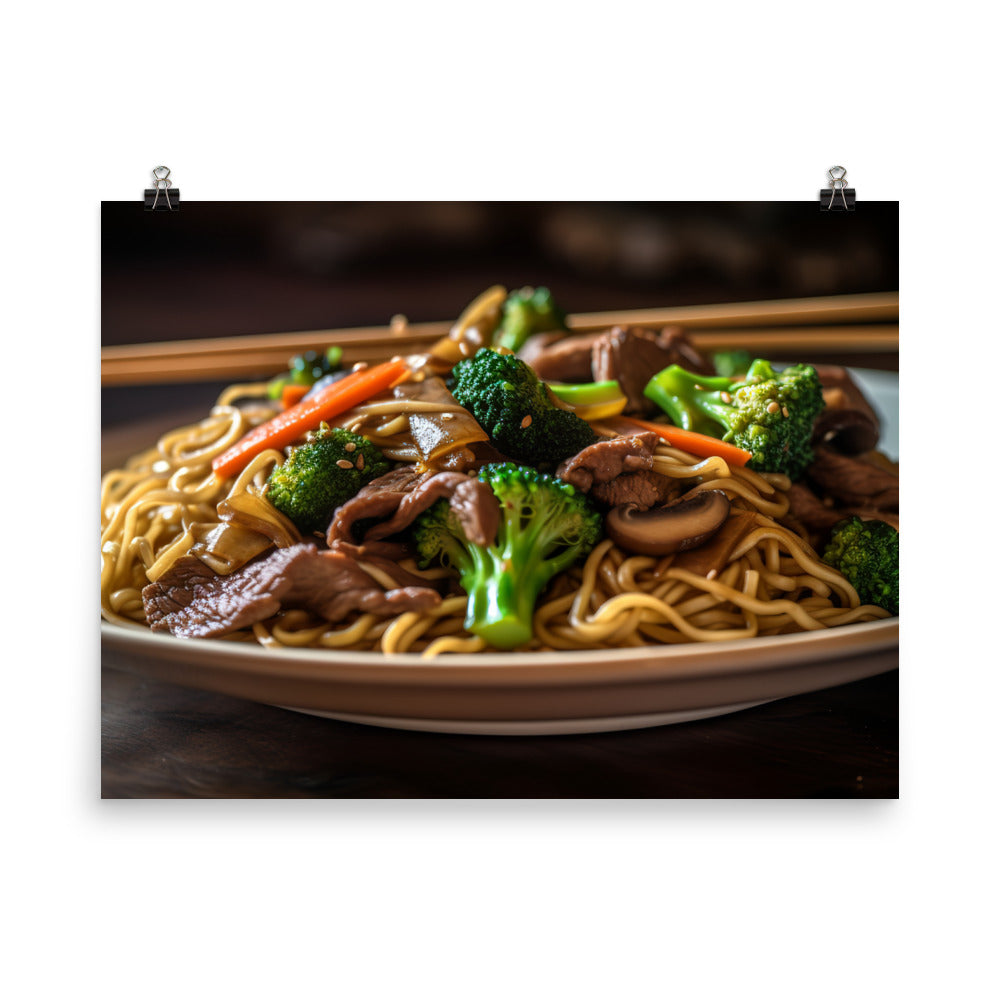 Savory Beef Lo Mein 牛肉撈麵 photo paper poster - Posterfy.AI