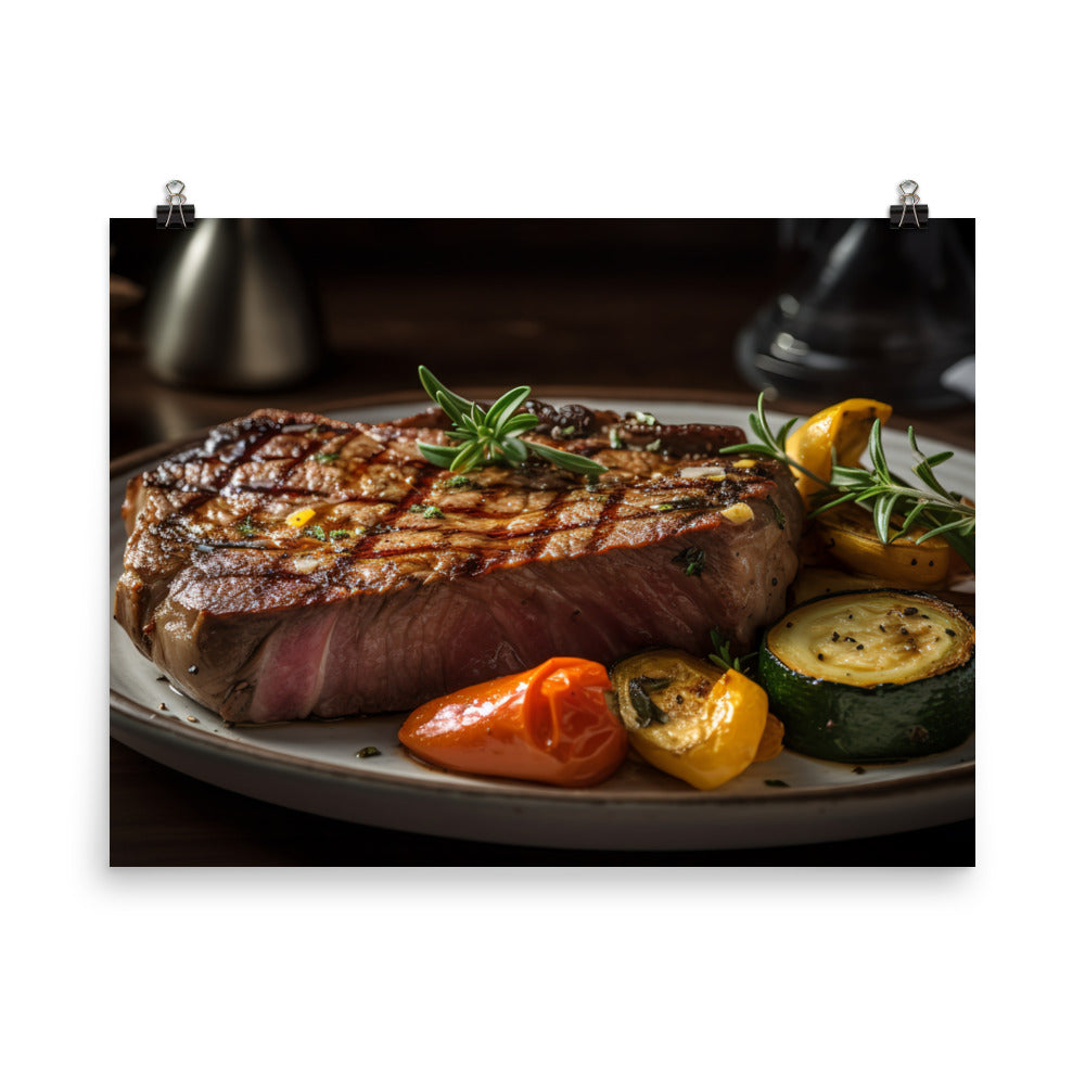 New York Strip Steak with Roasted Vegetables photo paper poster - Posterfy.AI