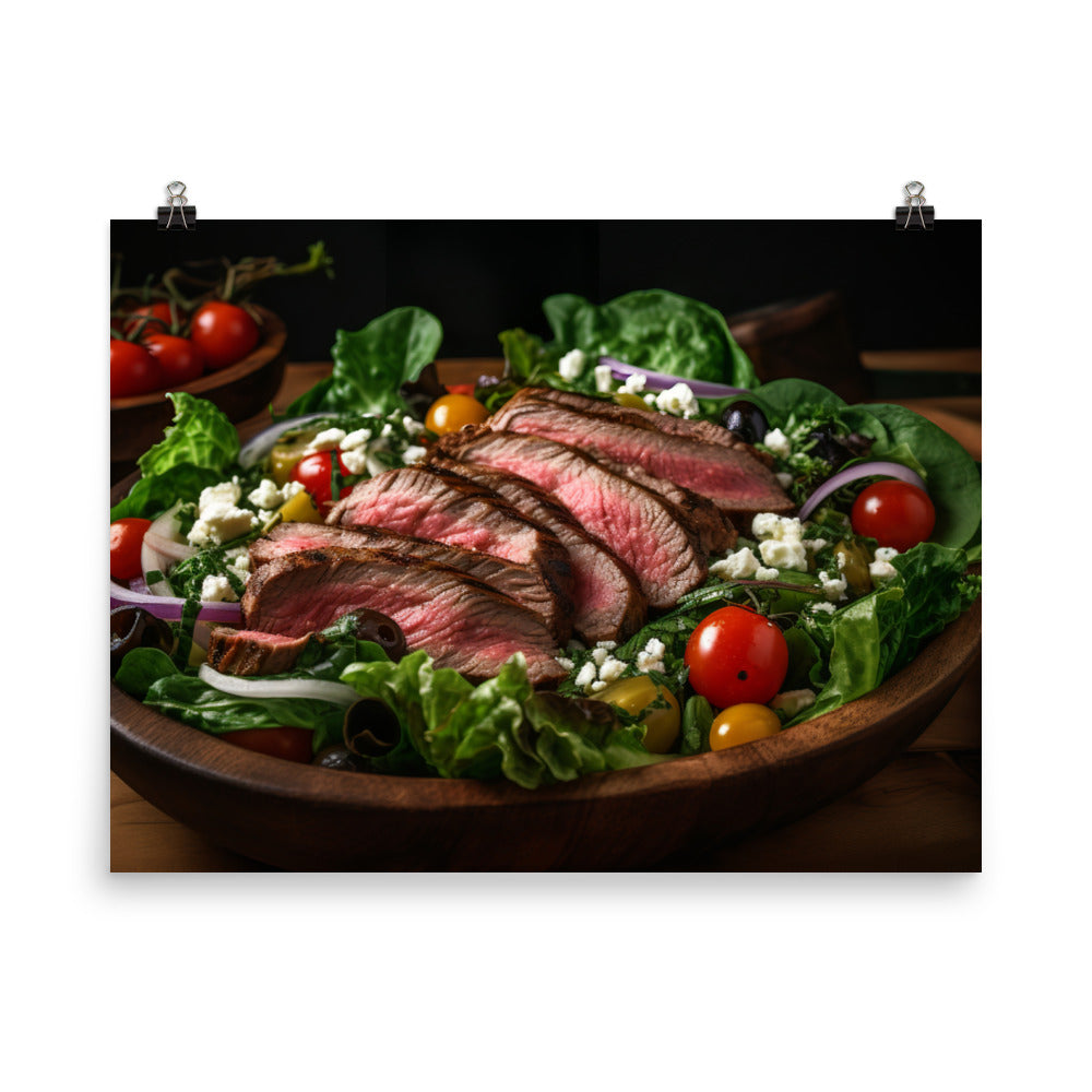 Flank Steak Salad with Fresh Greens photo paper poster - Posterfy.AI