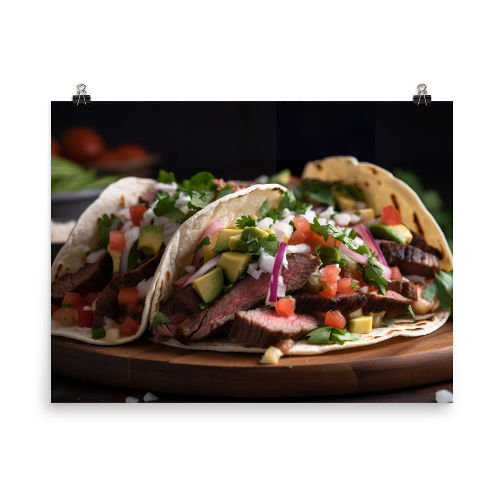 Carne Asada Tacos with Skirt Steak photo paper poster - Posterfy.AI