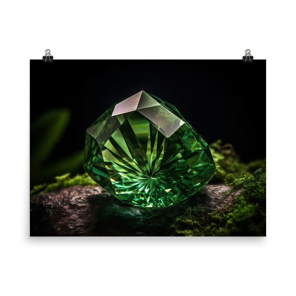 Green diamond with a deep forest photo paper poster - Posterfy.AI