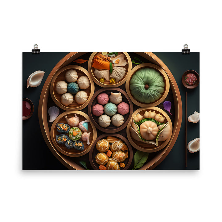 A colorful platter of dim sum 點心拼盤 photo paper poster - Posterfy.AI