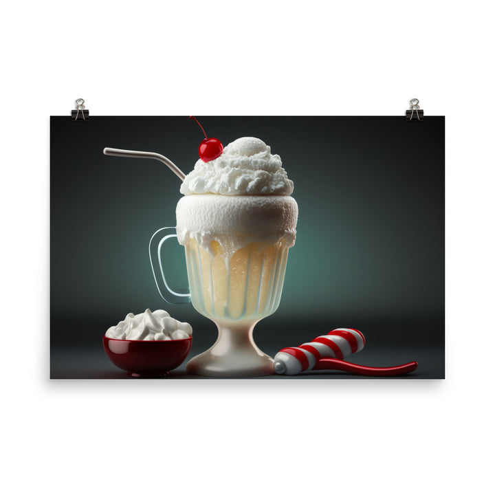 A frosty mug of classic cream soda photo paper poster - Posterfy.AI