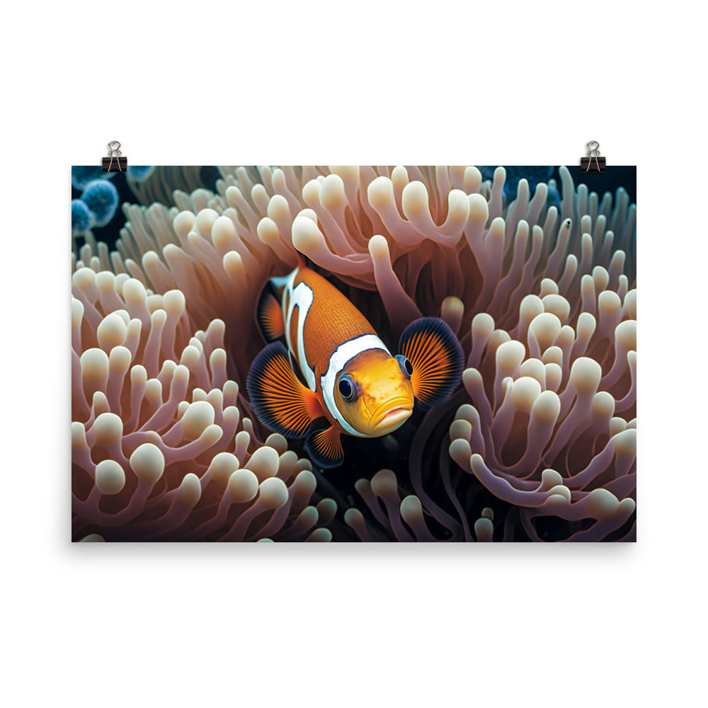 A playful clownfish swimming photo paper poster - Posterfy.AI