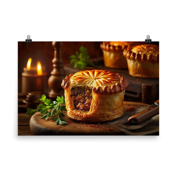 Freshly baked meat pie photo paper poster - Posterfy.AI